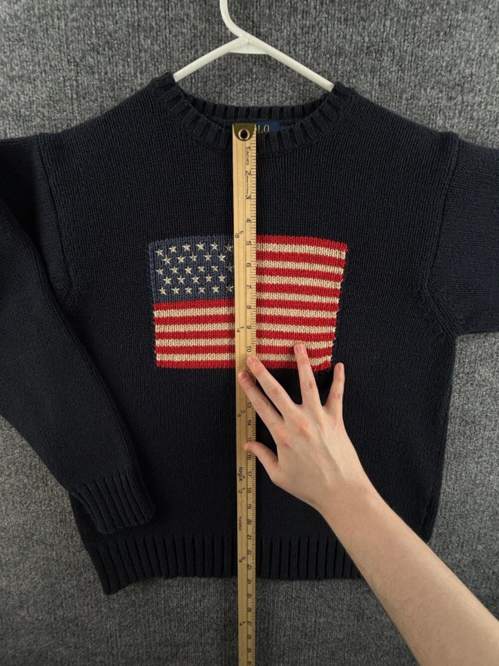 Polo Ralph Lauren USA Flag Sweater XL Blue Pullover Cotton Women Graphic Knit - Picture 5 of 16